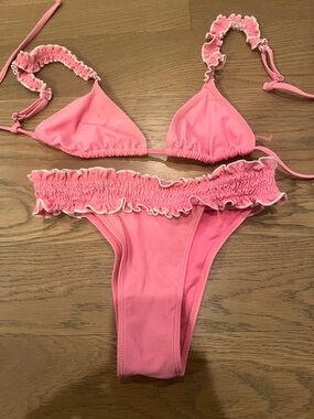 Pink Ruffled Two-Piece Bikini Set